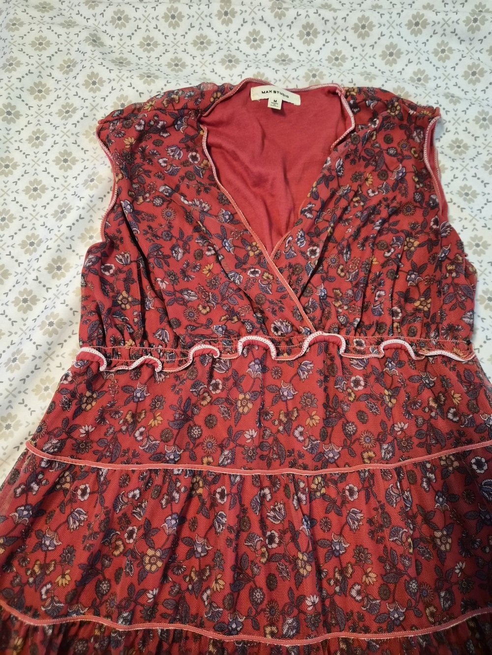 Max Studio Red Floral Tiered Maxi Dress - Picture 3 of 6